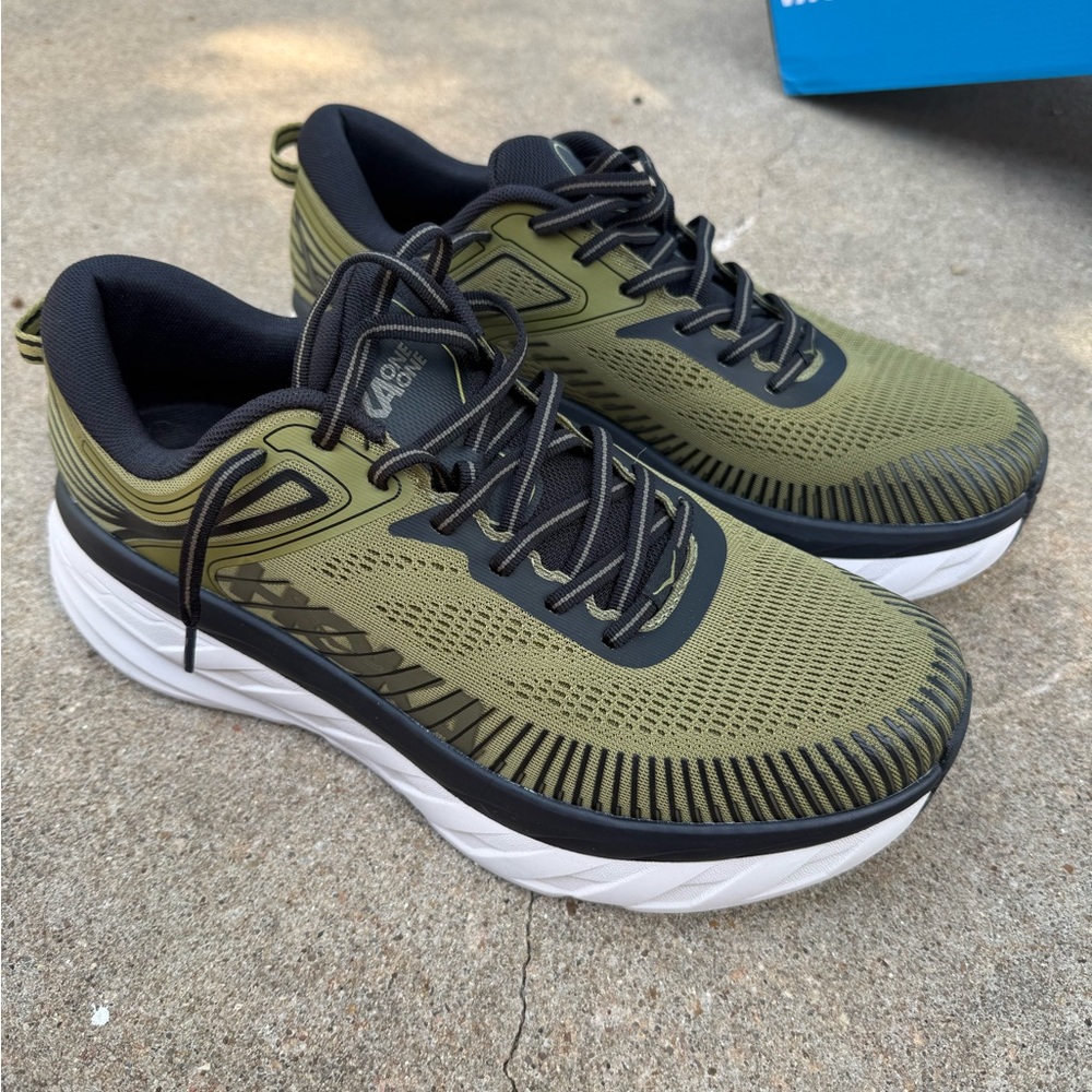Hoka One One Men's Olive Green and Black Athletic Running Shoes